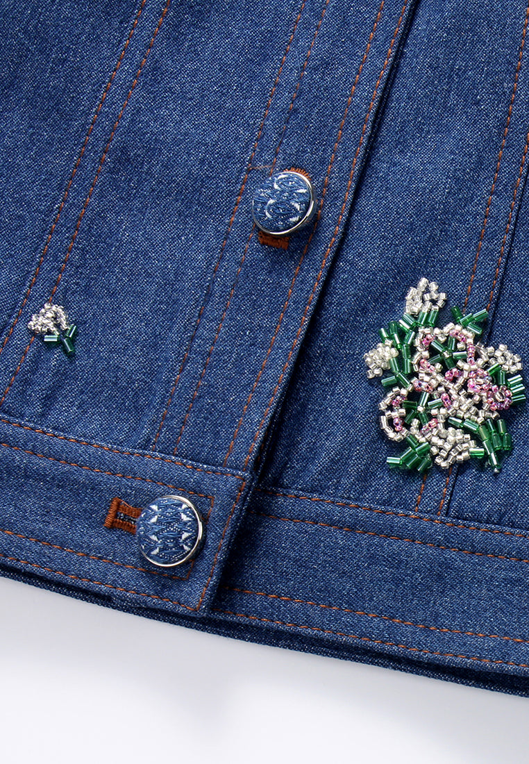 Indigo Bloom Denim Jacket