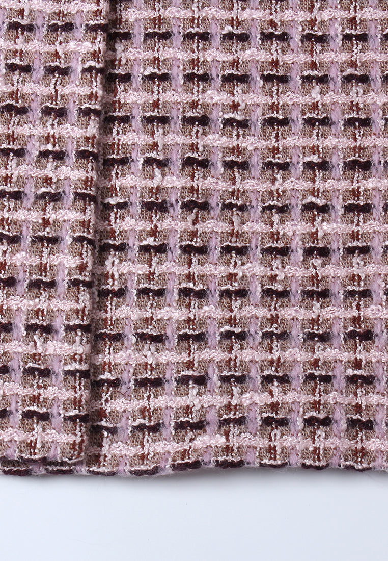 Rose Étoilé Manteau en Tweed Carreaux