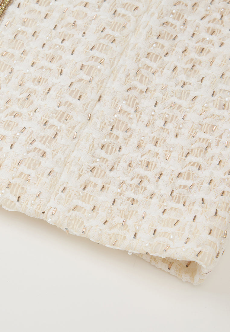 Contrasting-trim Beaded Jacket