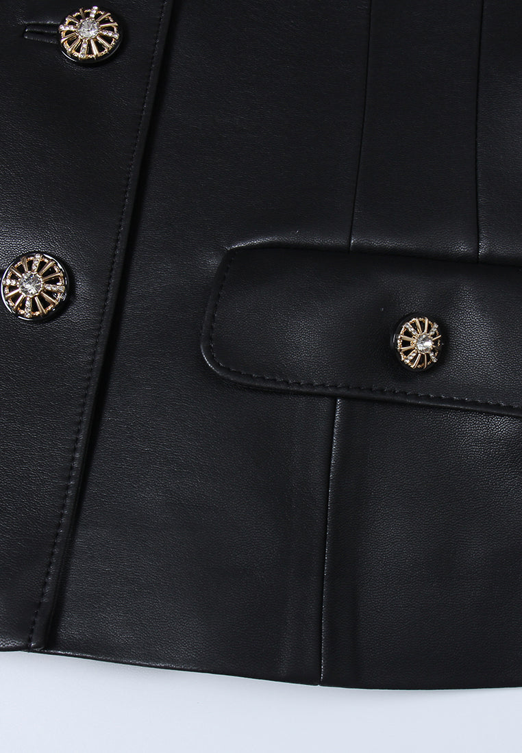 Velours Astra Buttoned Leather Jacket