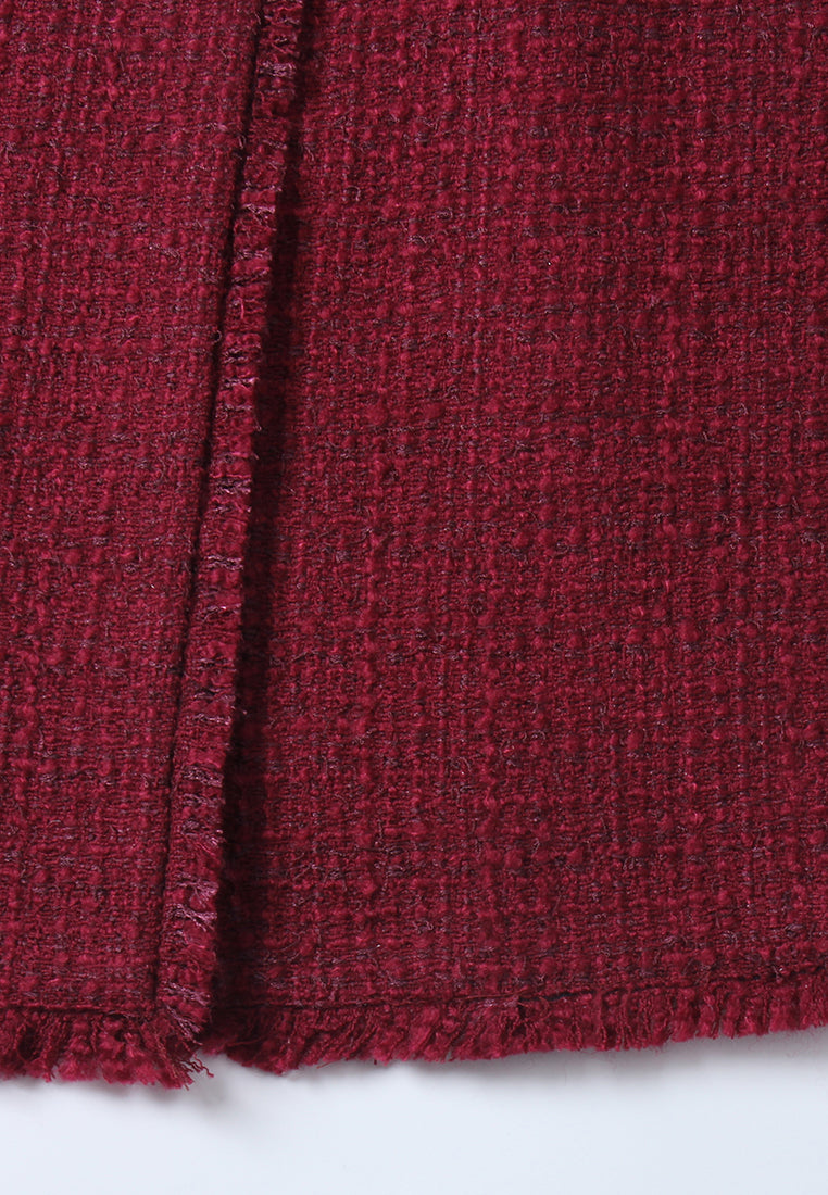 Bordeaux Bijou Tweed Coat