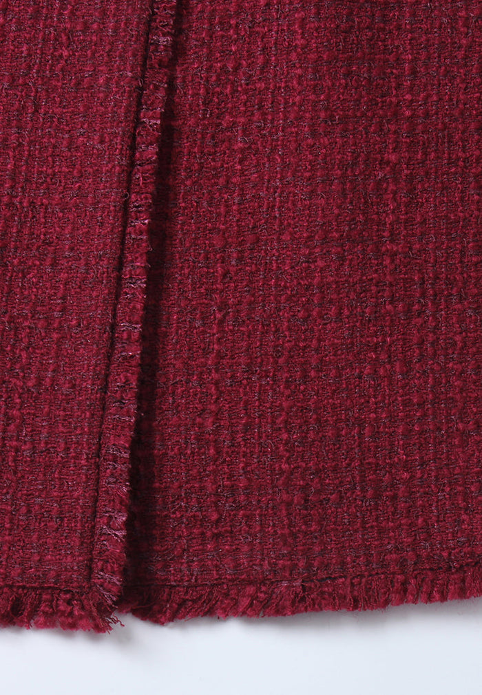 Bordeaux Bijou Tweed Coat