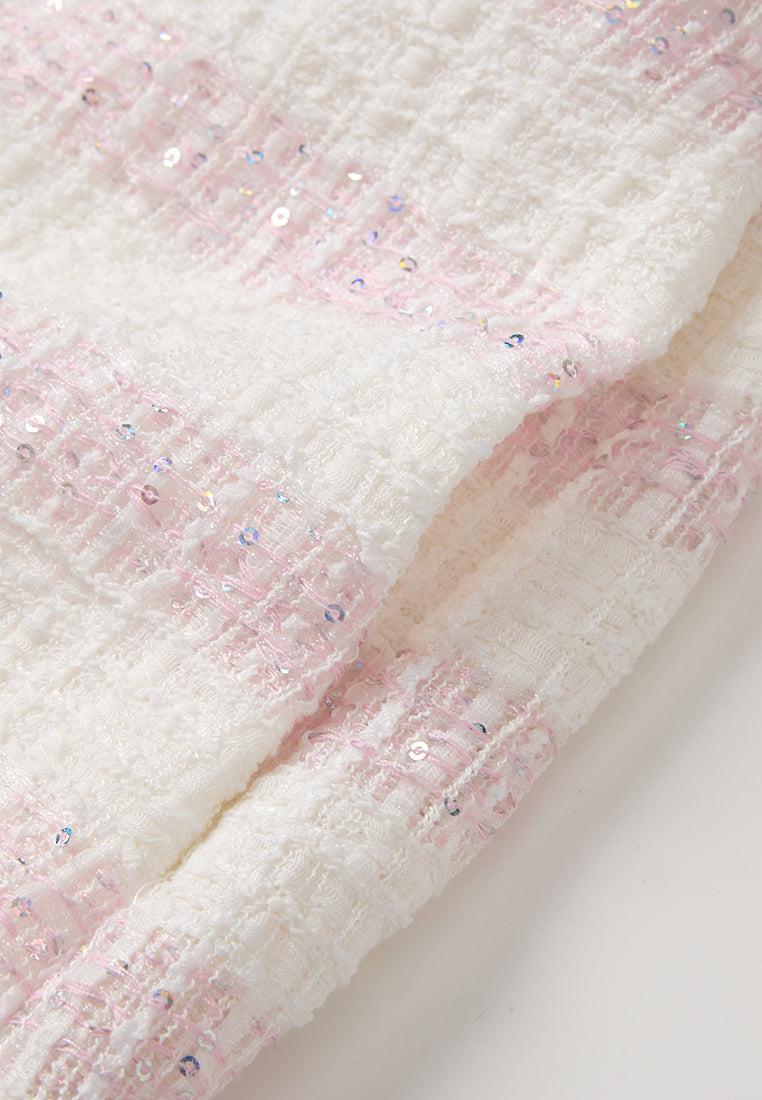 Embellished Stripped Tweed Dress