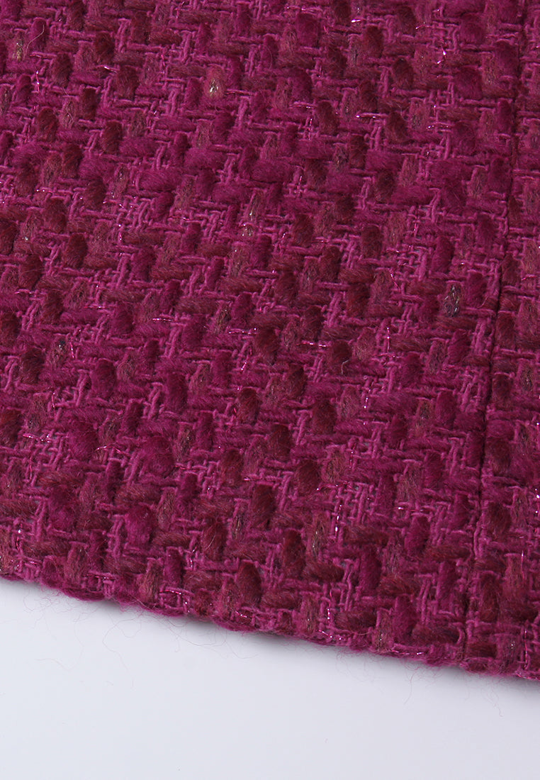 Checked fringed tweed jacket