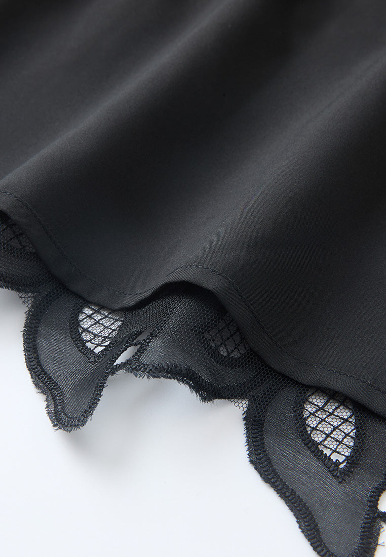 V-neck Panelled Hollow-carved Lace Dress