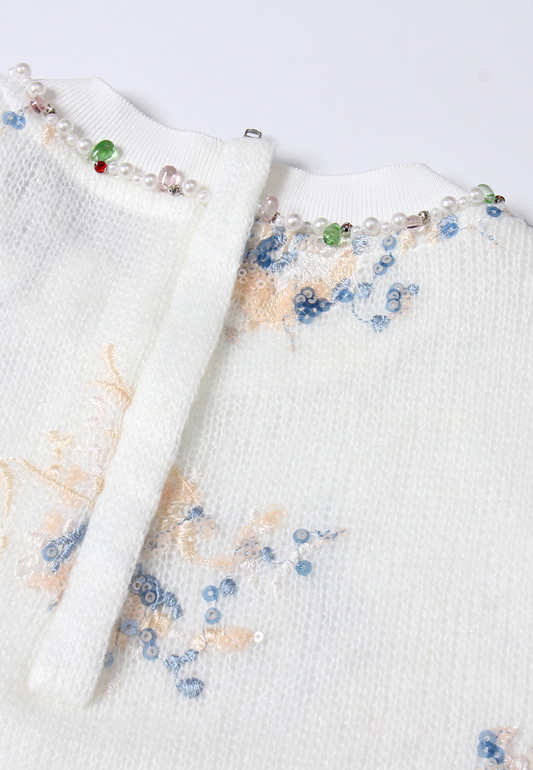 Embellished Floral-motif Sweatshirt
