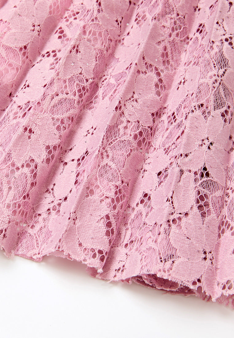 Embellished-trim Sequin-detail Lace Dress
