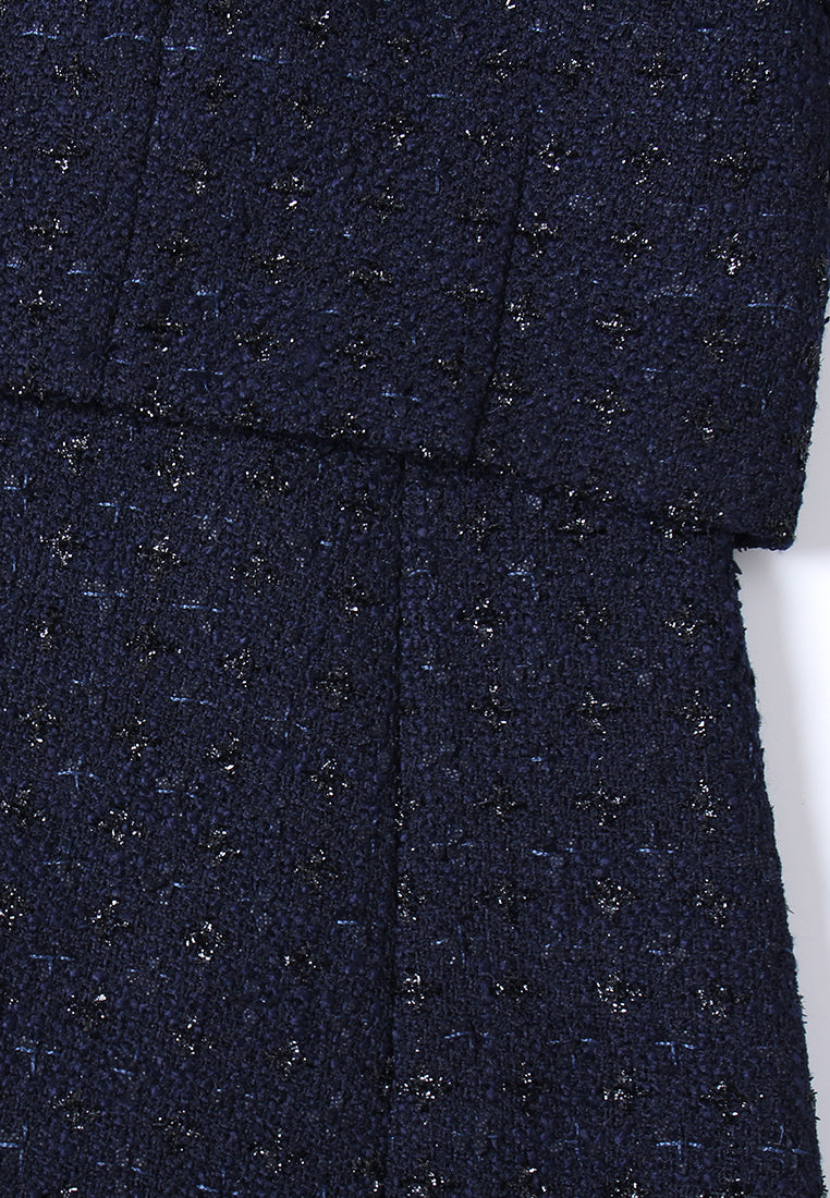 Double-Breasted Speckled Tweed Coat