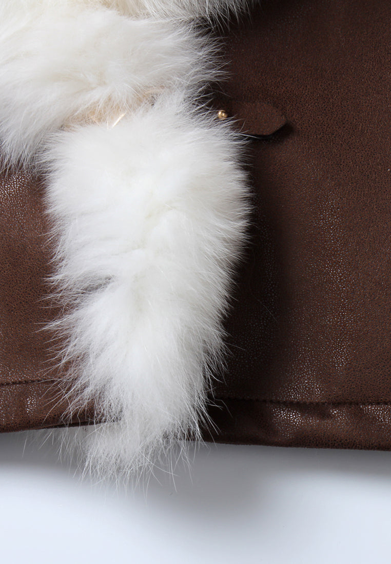 Frosted Brown Leather Fur Jacket