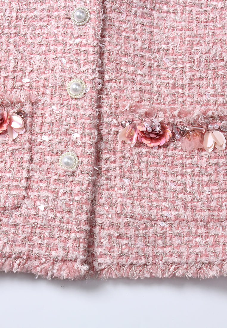Fleur-Embellished Tweed Jacket
