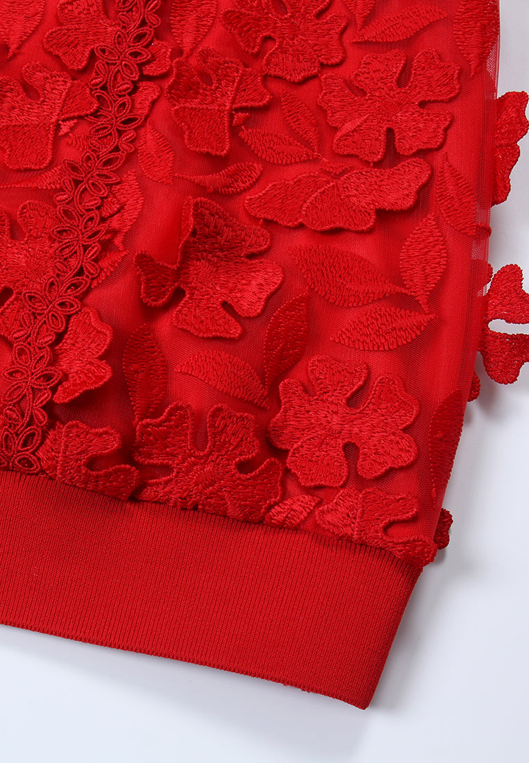 Scarlet Bloom Embellished Top