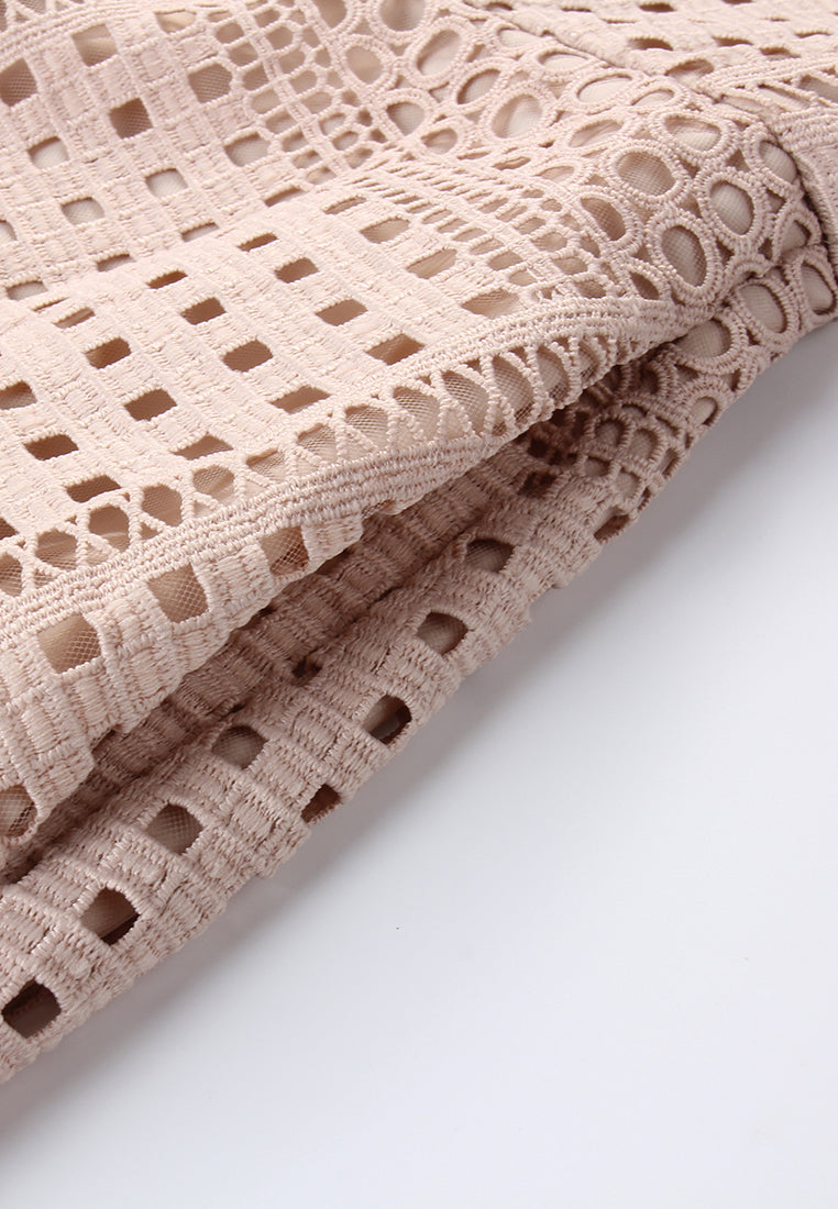 Beige Dentelle Fleuris Dress