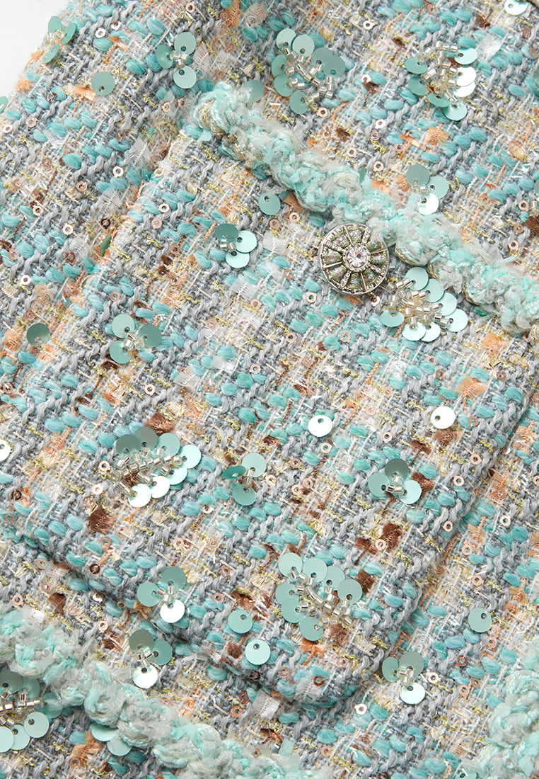 Contrast Checked Tweed Jacket