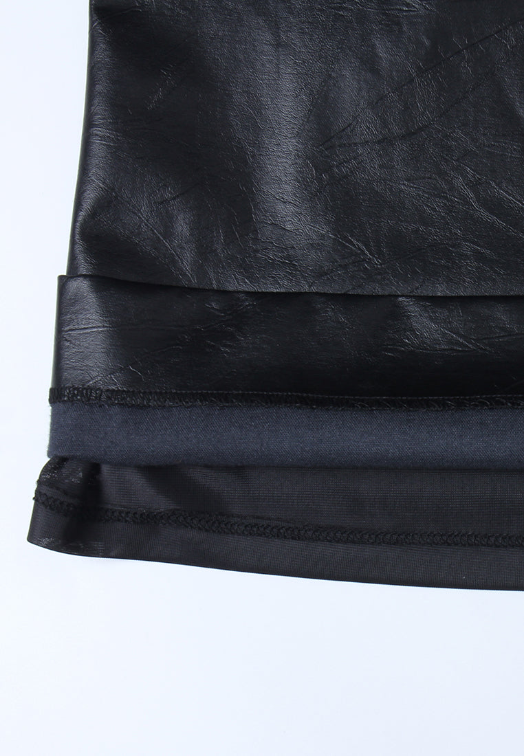 Pantalon Tailleur Large Noir en Cuir