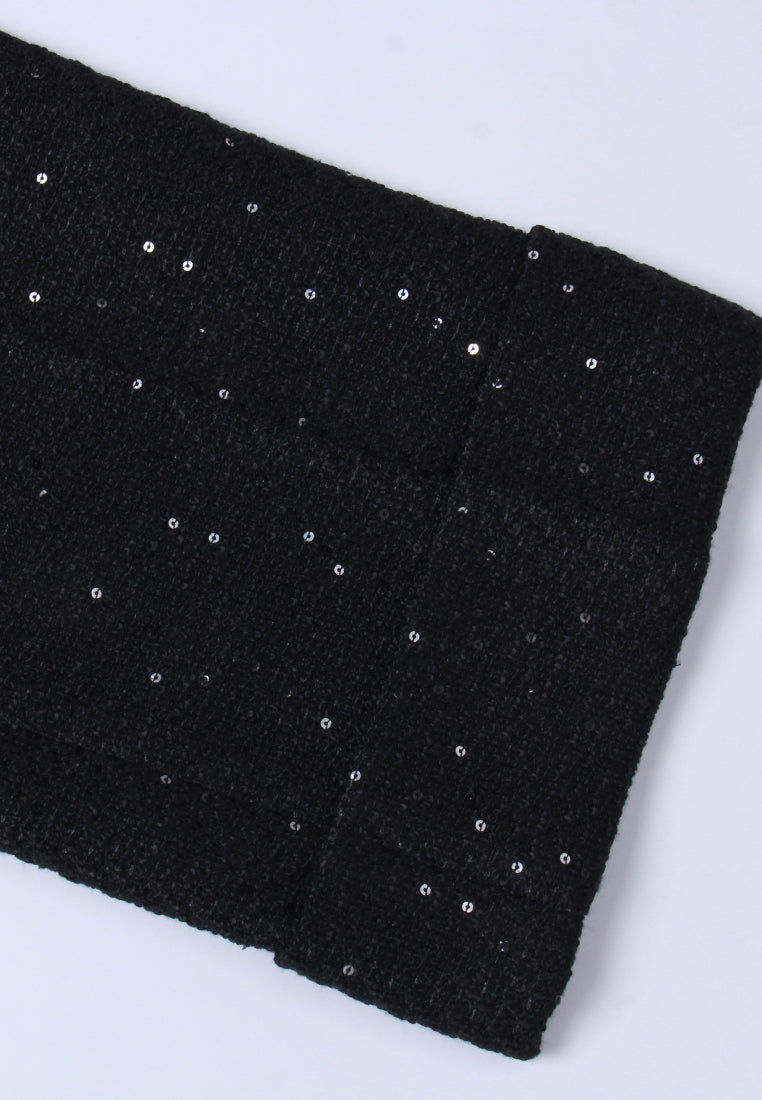 Sequin Tweed Straight-leg Trousers