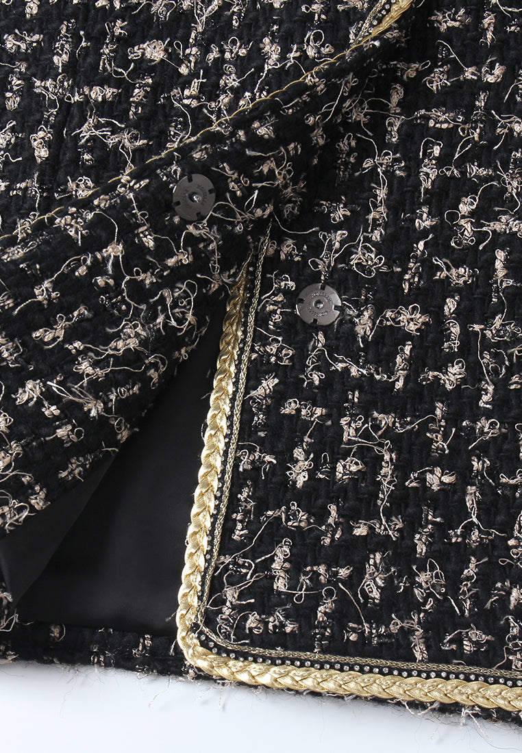 Éclat Embellished Sleeve Tweed Coat