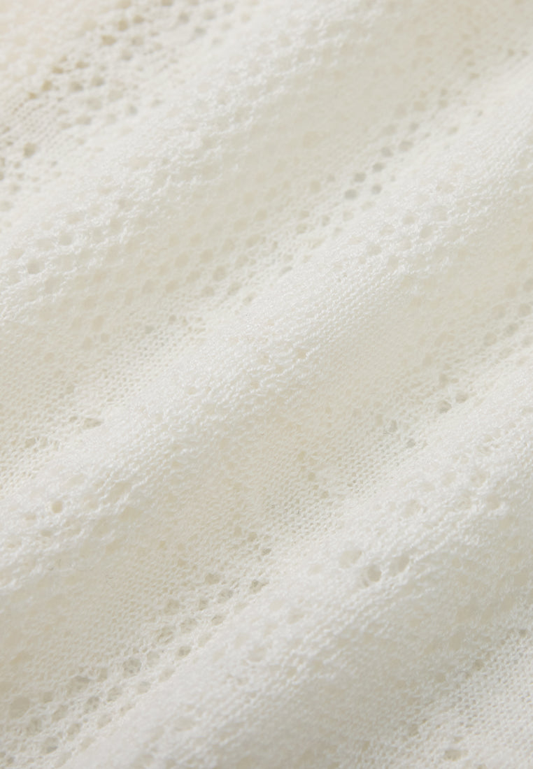 Knitted Floral-pattern Mesh Cardigan