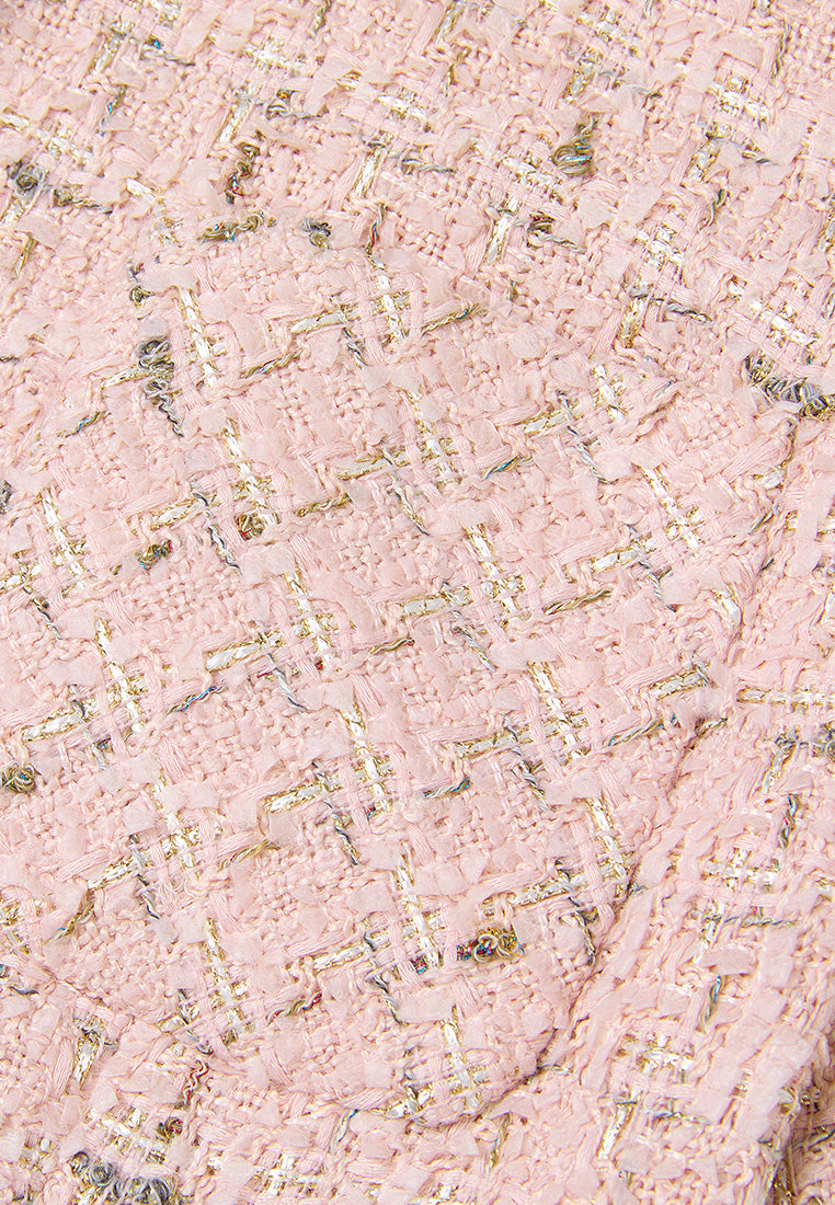 Chain-belt Checked Pocketed Tweed Dress