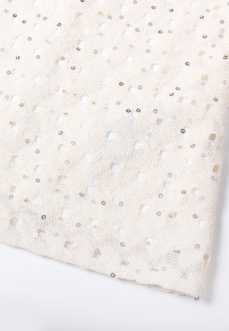 Embellished Bow Sequin Blouse