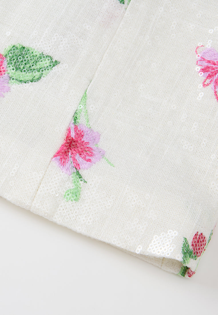 Appliqué-detail Embroidered Sequined Cheongsam