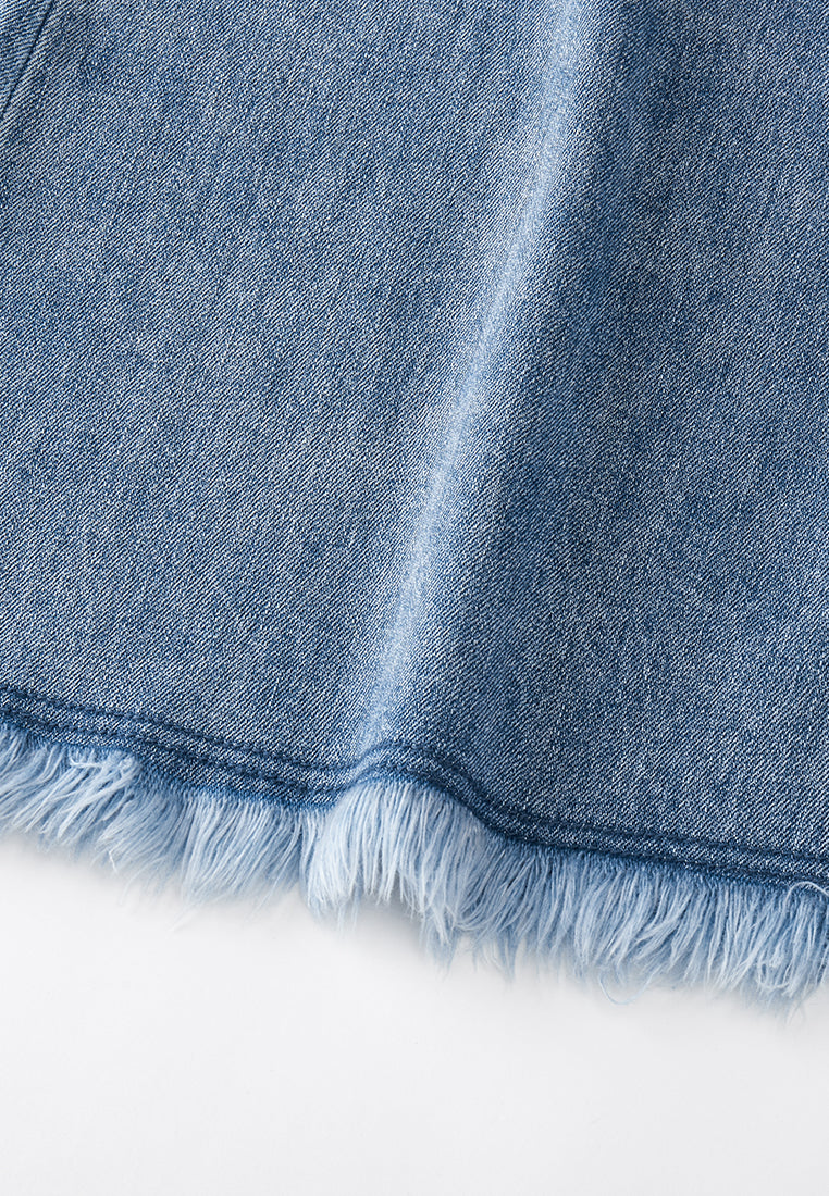 Washed Embellished Frayed-detail Flared Jeans