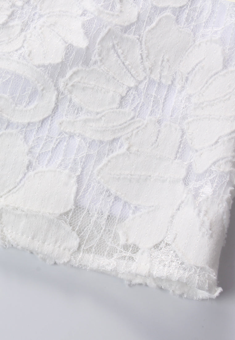 Blanc Élégance Florale Dress