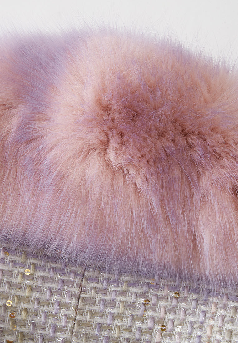 Gradient-effect Fur-detail Coat