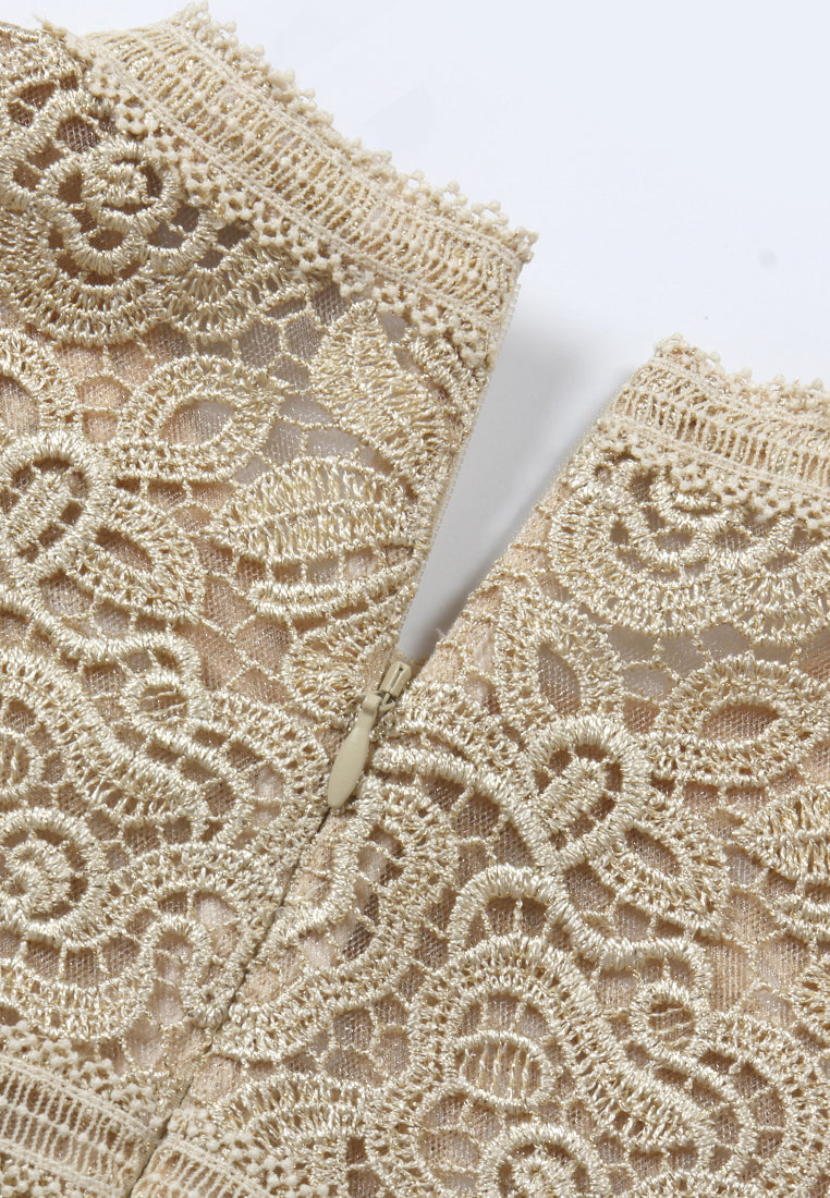 Champagne Lace Ribbon Dress