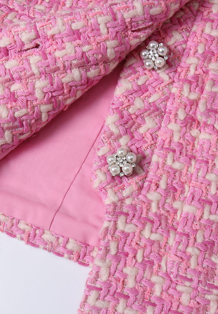 Embellished-button Tweed Cropped Jacket