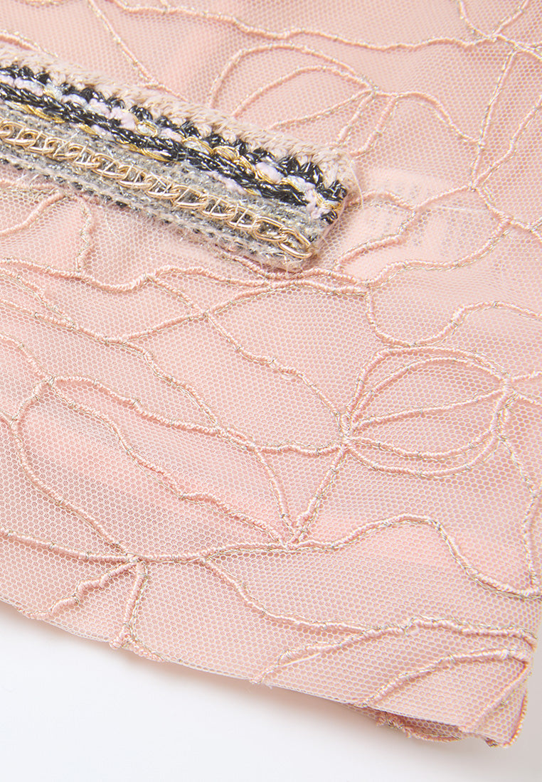 Lurex Embellished-trim Plant-embroidery Mesh Jacket