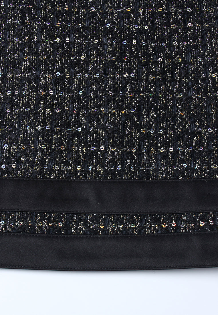 Noir Lurex Zip Tweed Jacket