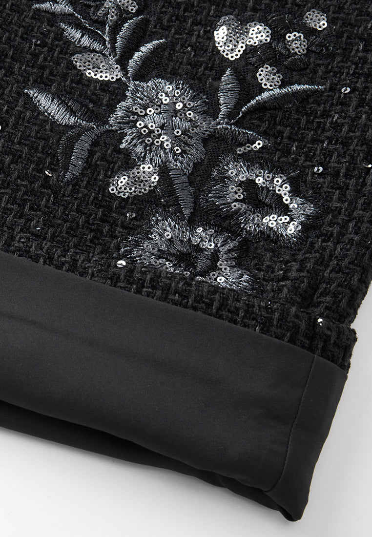 Sequin-detail Embroidered Shorts