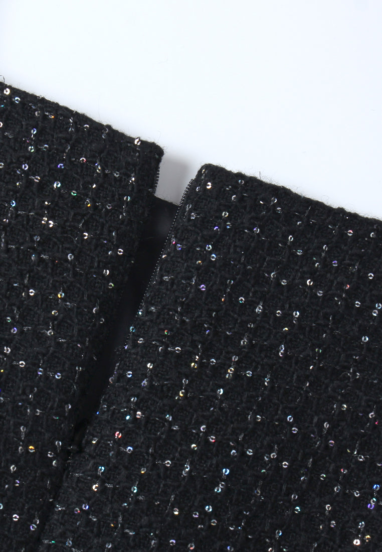 Céleste Grid Speckled Tweed Dress