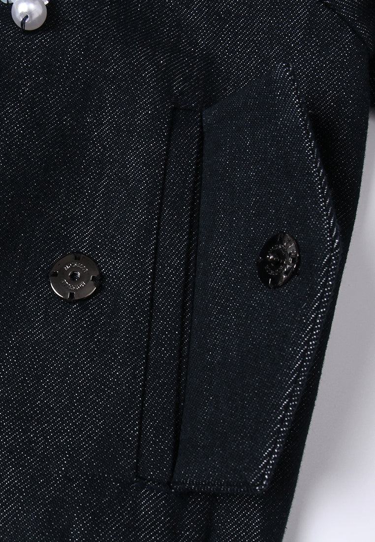 Contrasting-embellishment Denim Bomber Jacket