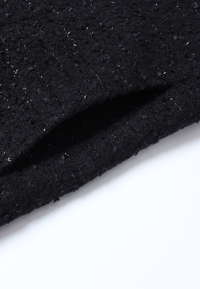 Contrast Trim Tweed Coat