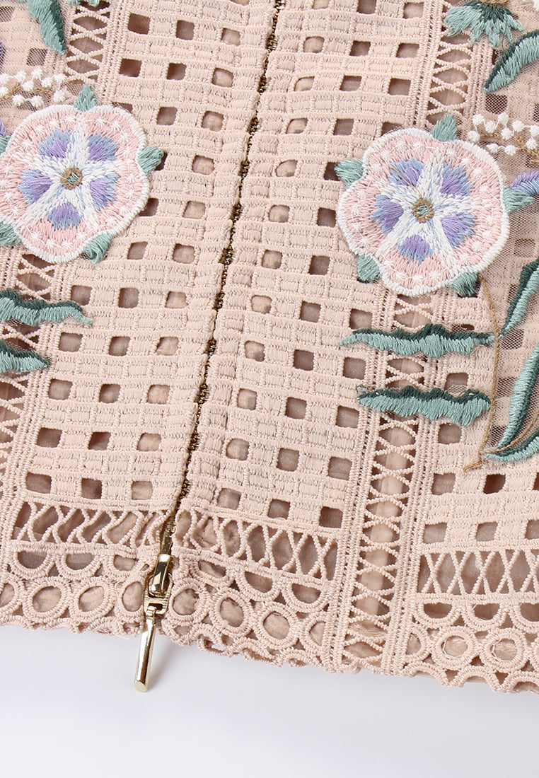Beige Dentelle Fleuris Jacket