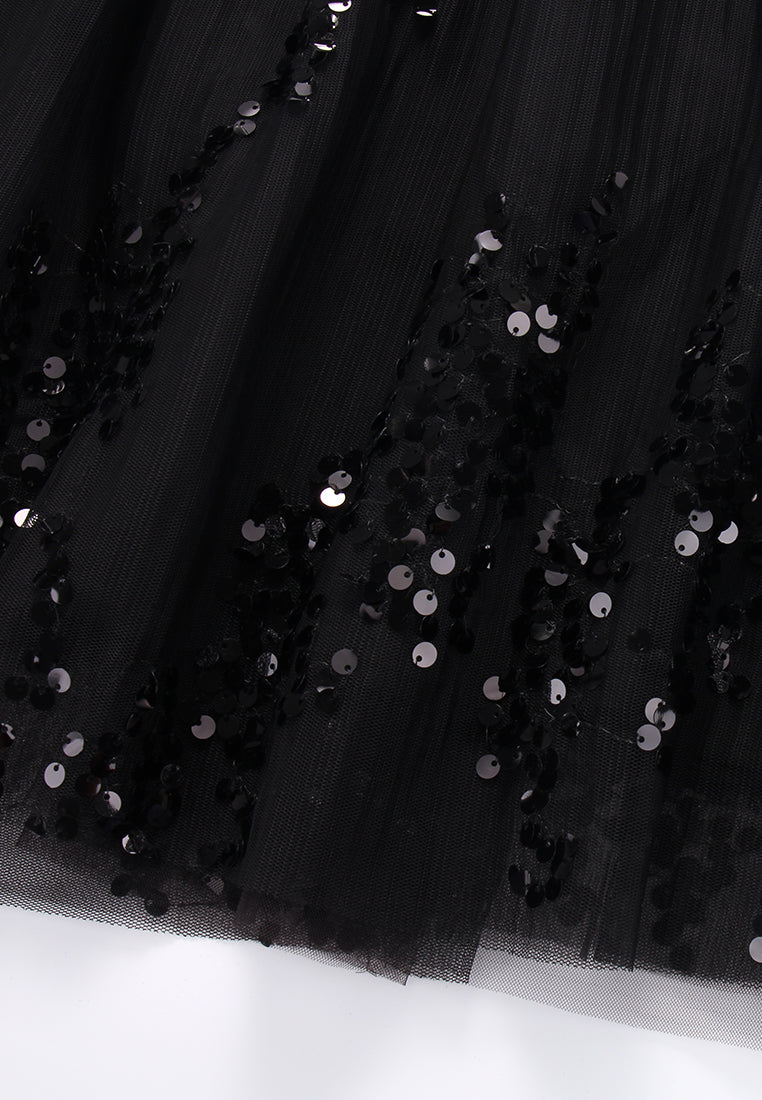 Black Sequin Evening Gown
