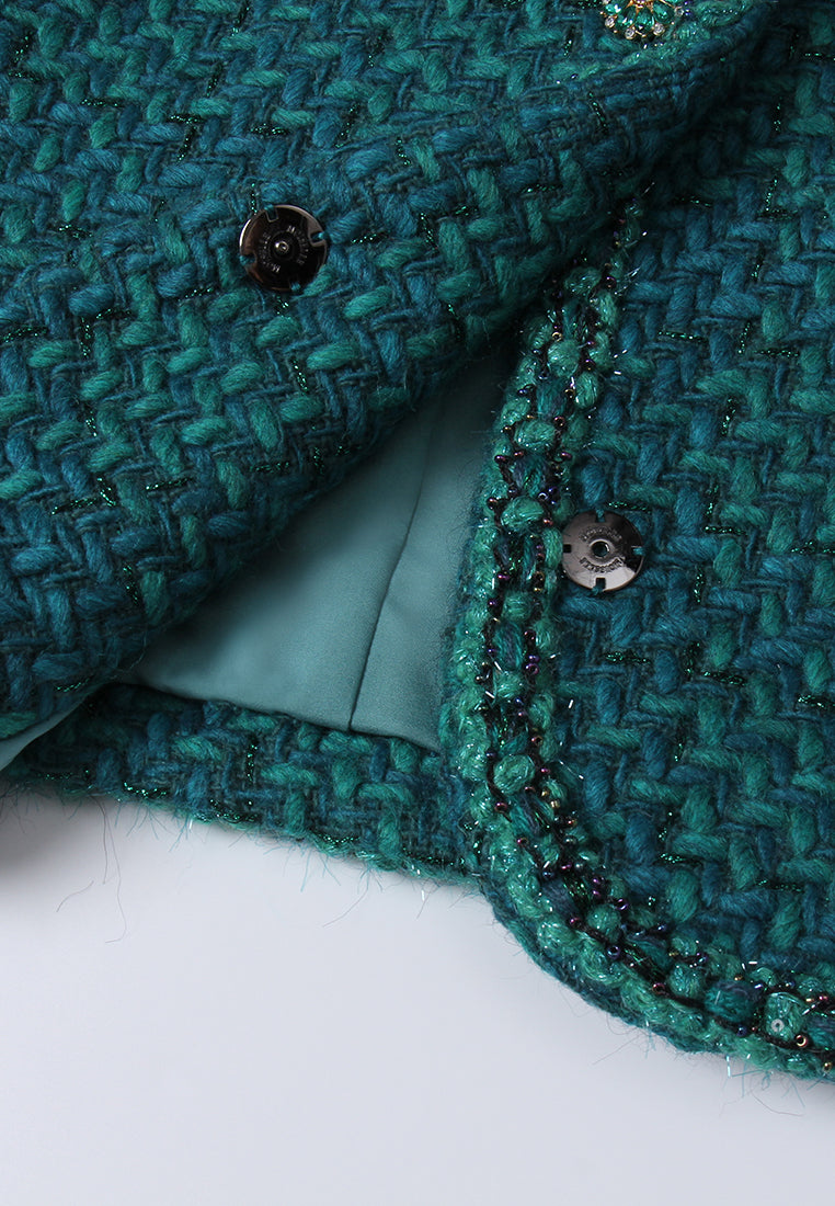 Crystal-button Tweed Cropped Jacket