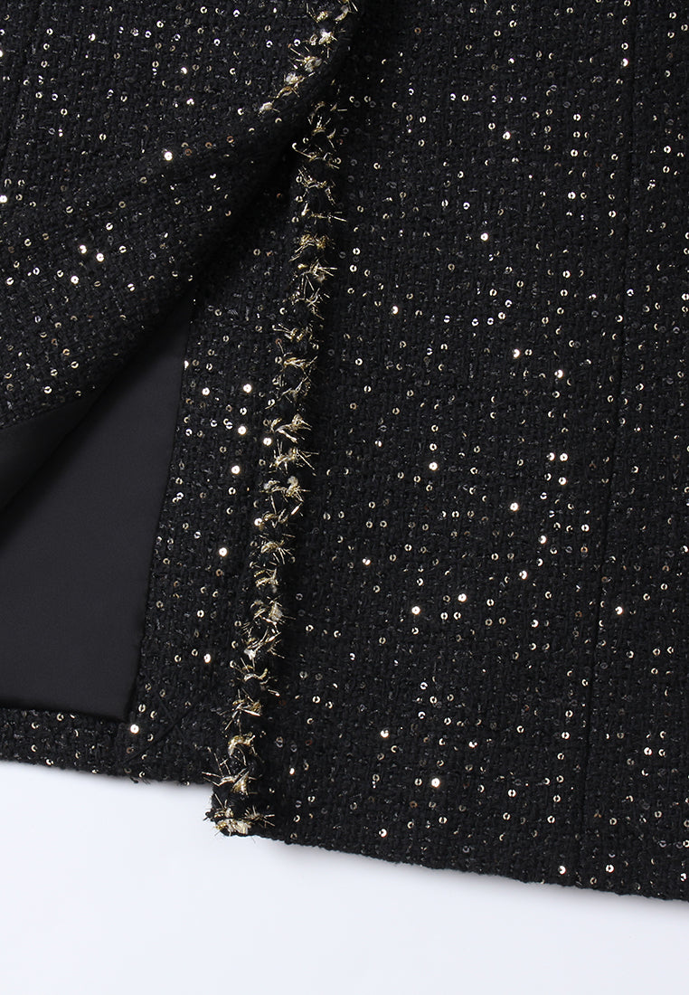 Frayed Lurex-trim Sleeveless Coat