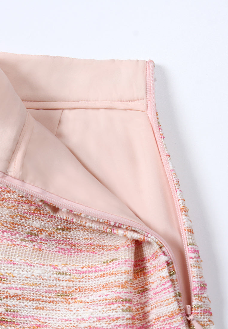 Baby Pink Weave Pleated Skirt