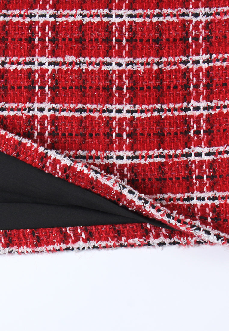 Plaid Couture Tailored Tweed A-Line Skirt