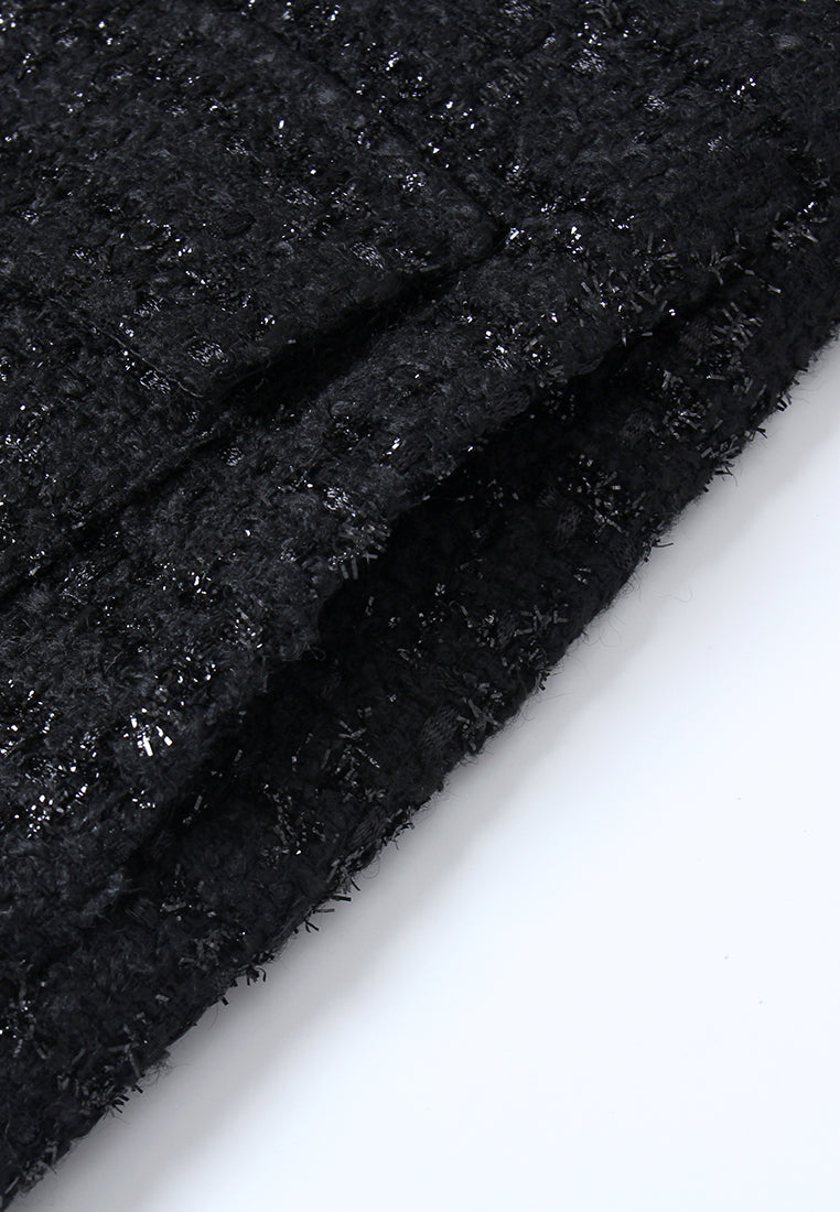 Noir Fleurie Robe en Tweed