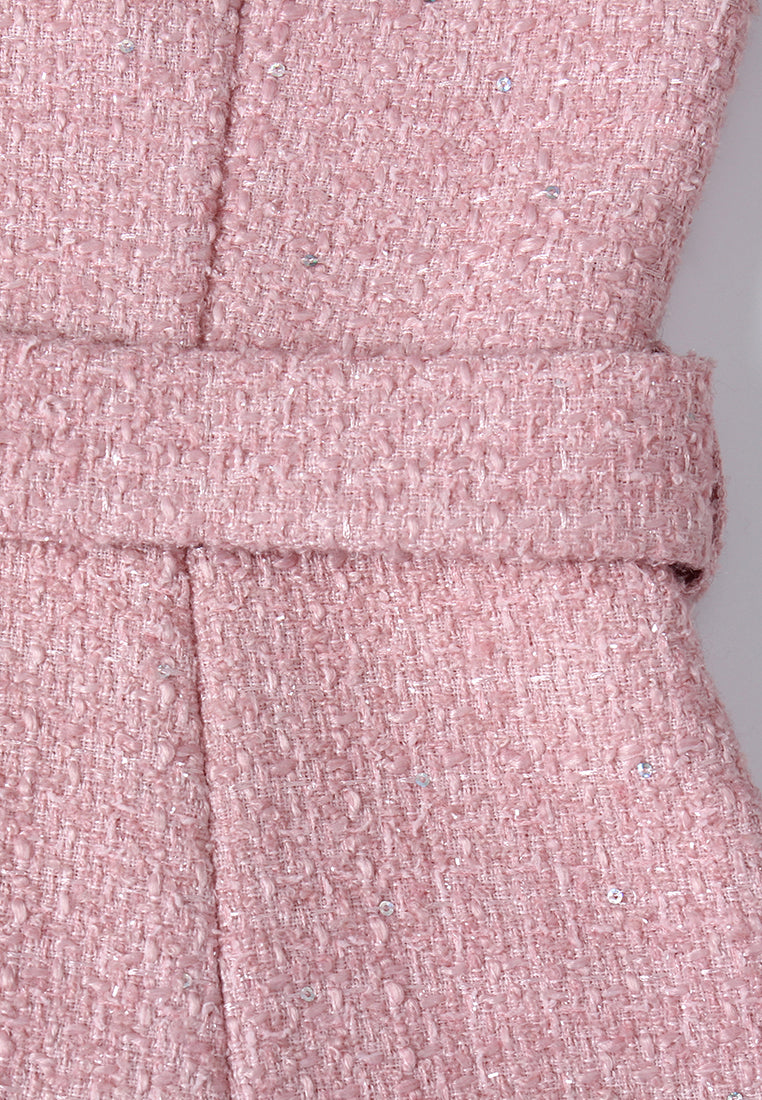 Éclat Bijou Belted Tweed Dress