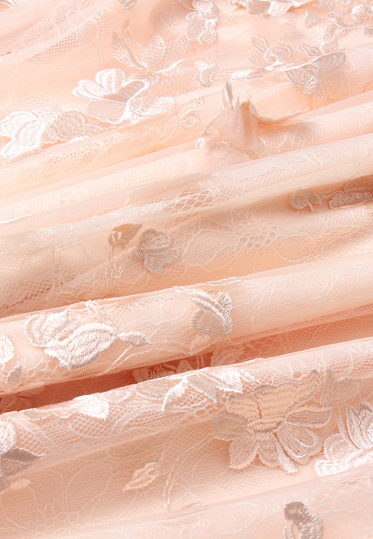 Crystal-trim Appliqué Lace Dress