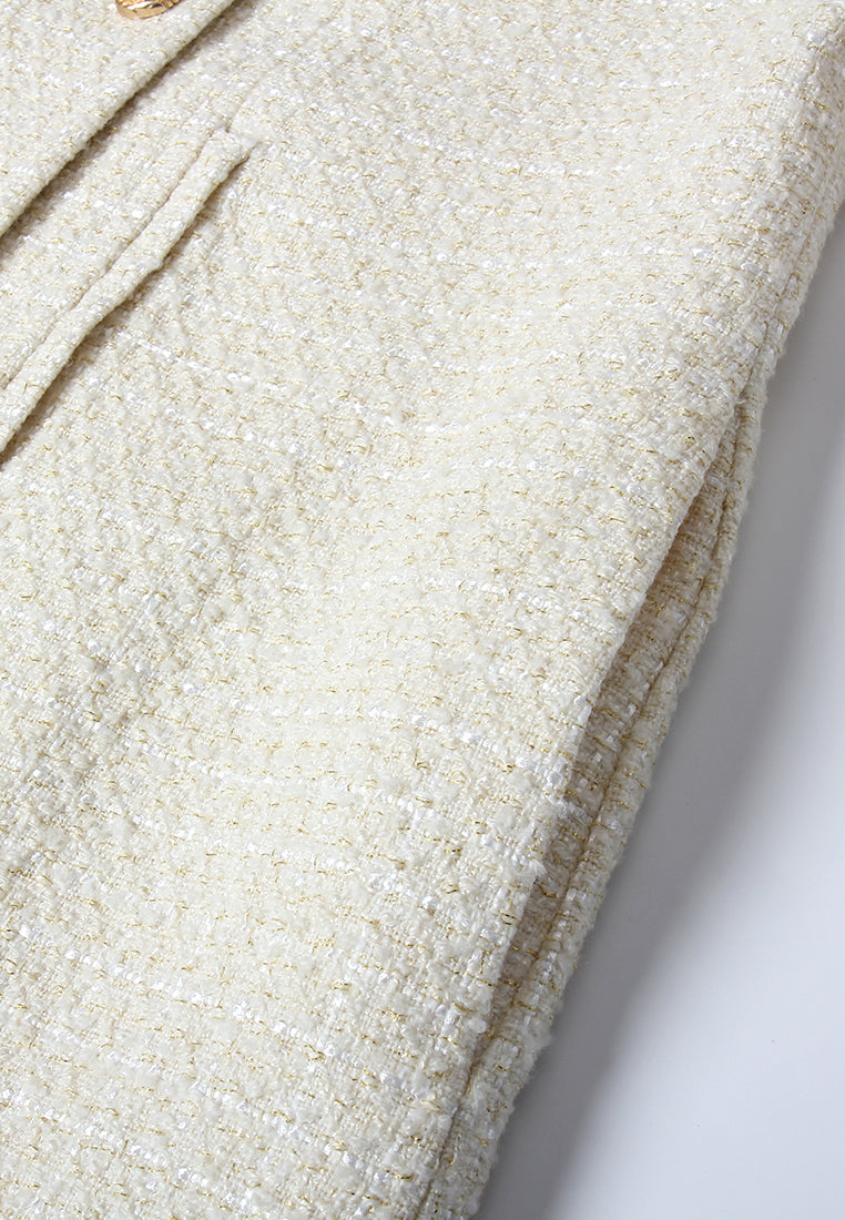 Crème Frange Double-Breasted Coat