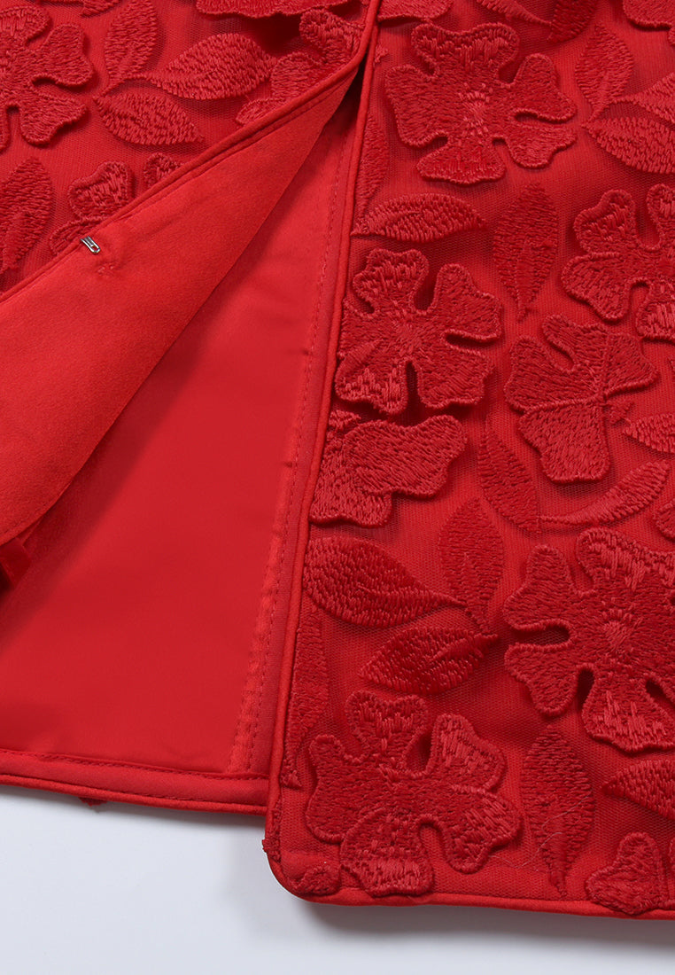 Scarlet Bloom Appliqué Vest