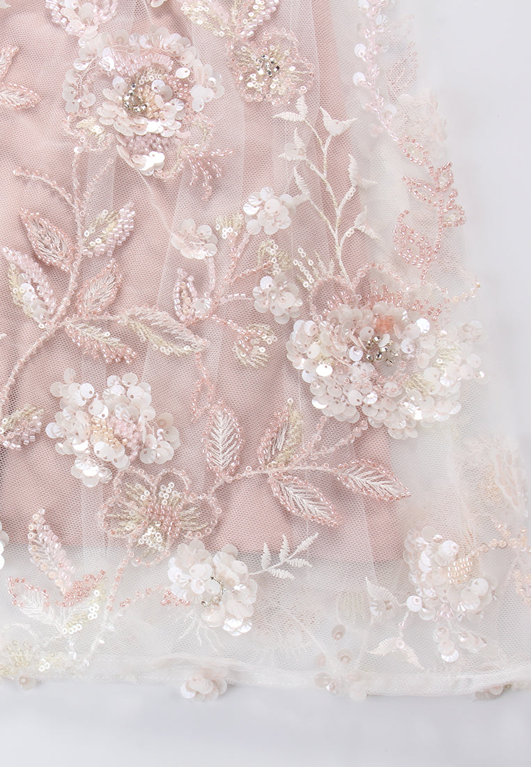 Rosé Enchanté Embroidered Dress