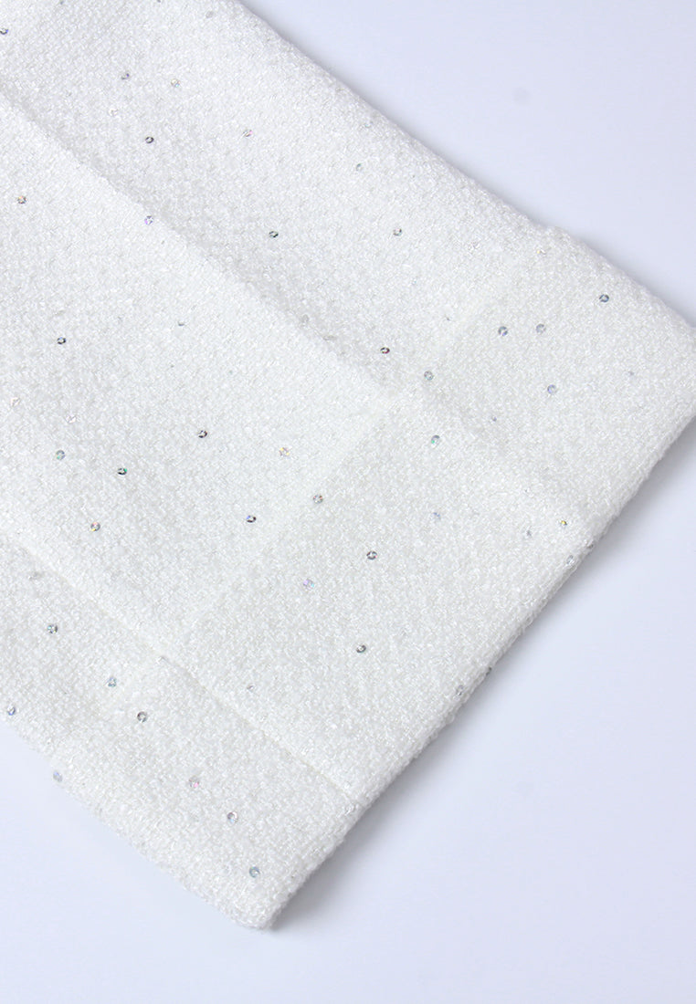 Sequin-Embellished Tweed Straight-Leg Trousers