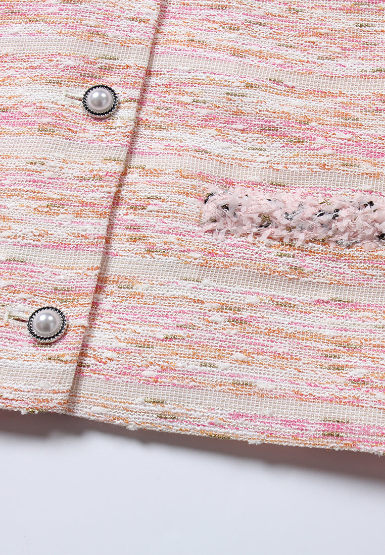 Baby Pink Weave Tweed Jacket