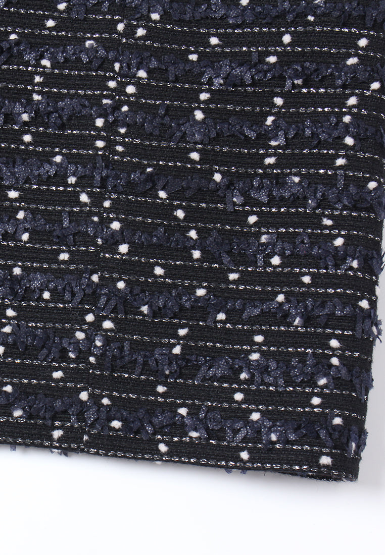 Embellished Trim Tweed Sheath Dress